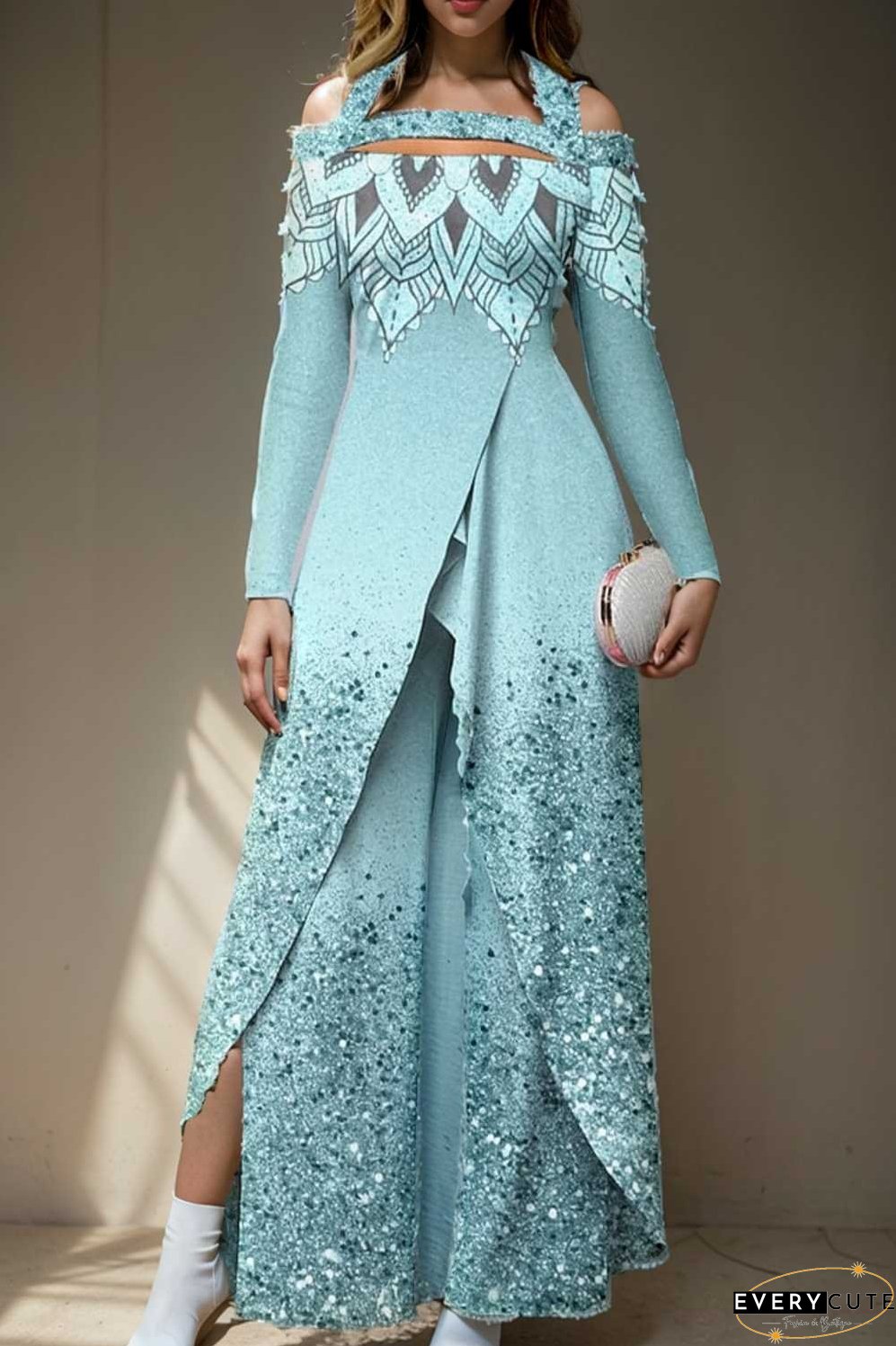 elegant gradient print off shoulder women s jumpsuit