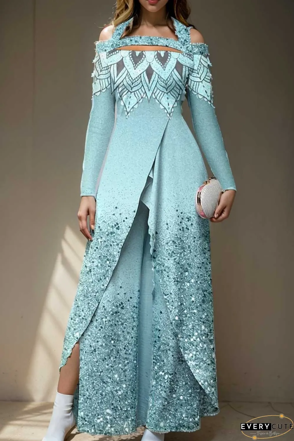 elegant gradient print off shoulder women s jumpsuit