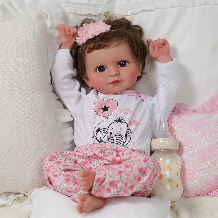 Babeside Cathy 17'' Realistic Reborn Baby Doll Smiling Sweet Girl Pink Elephant