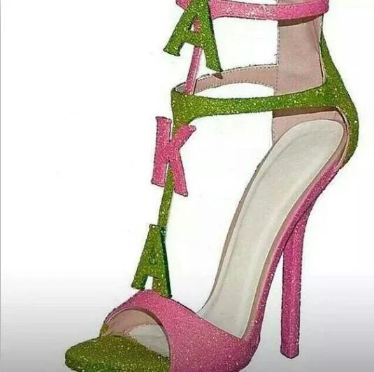 Pink and Green Glitter T Strap Custom Made Sandals Vdcoo