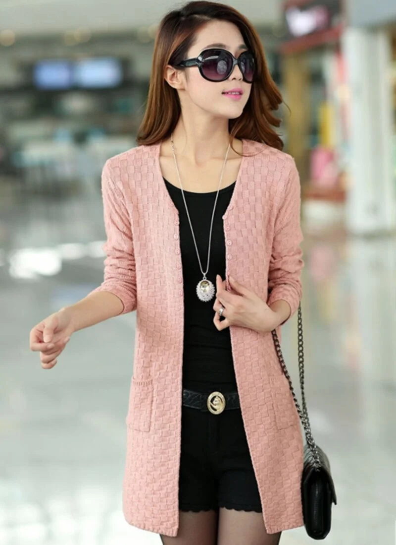 Women Cardigans Vintage Women Spring Autumn Medium-long Cardigan Female Fashion Knitted Outerwear Sweater