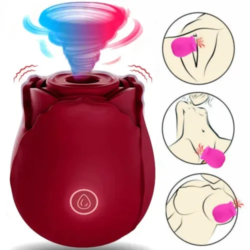 pornhint Pornhint Rose Vibrating Sucker Clit Pump Vibrator G-Spot Dildo Sucking Sex Toys for Women