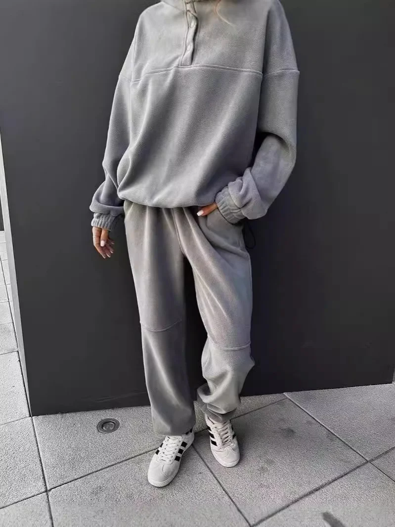 Nigikala Nigikala New Casual Jacket Suit Women's Solid-Colored Velvet Trousers Two-Set