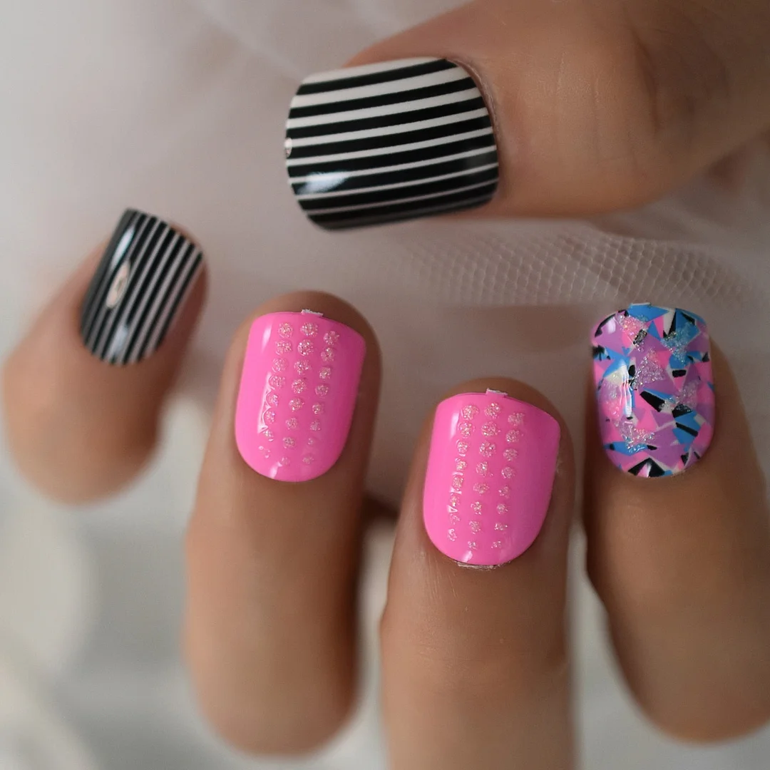 Natural Nude Purple French False Fake Nails Press on Leopard Nails Art Tips Daily Office Finger Wear Manicure Tool 515-Nail Inspo