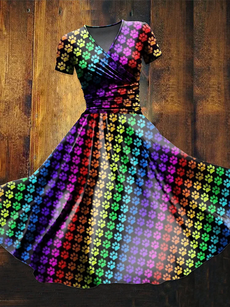 Women's Rainbow Paw Art Print  Maxi Dress