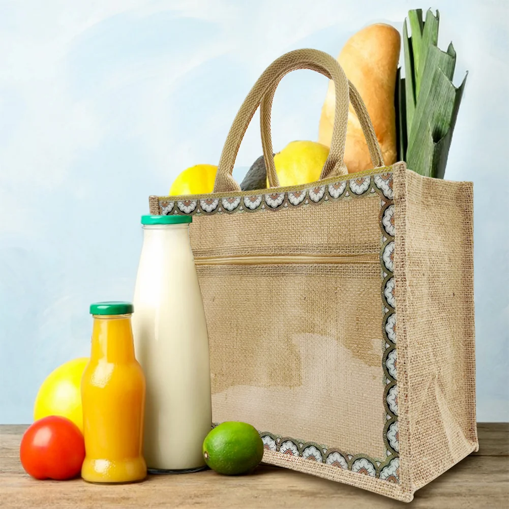 DIY Linen Tote Bags Waterproof Daily Utility Bag for Grocery/School/Travel/Study/Gym