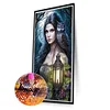 (40*70cm)Lantern Girl and Owl - Round AB Drill Diamond Painting