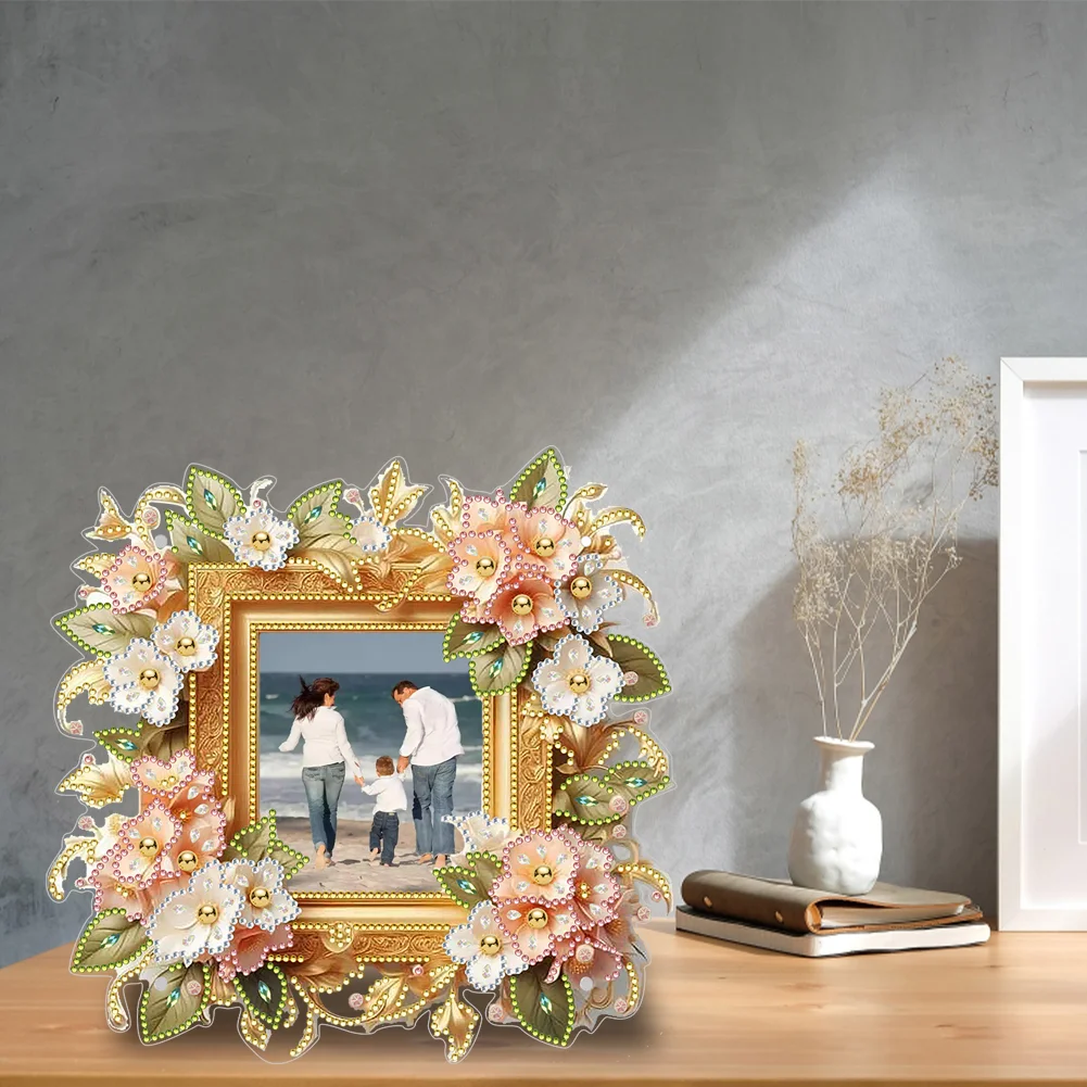 DIY Floral Special Shape Diamond Painting Photo Frame Kits Bedroom Table Decor