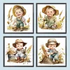 Mid-year Promotion 4Pcs/set Diamond Painting-DIY Full Round Drill Farm Cowboy Kid (30*30cm)
