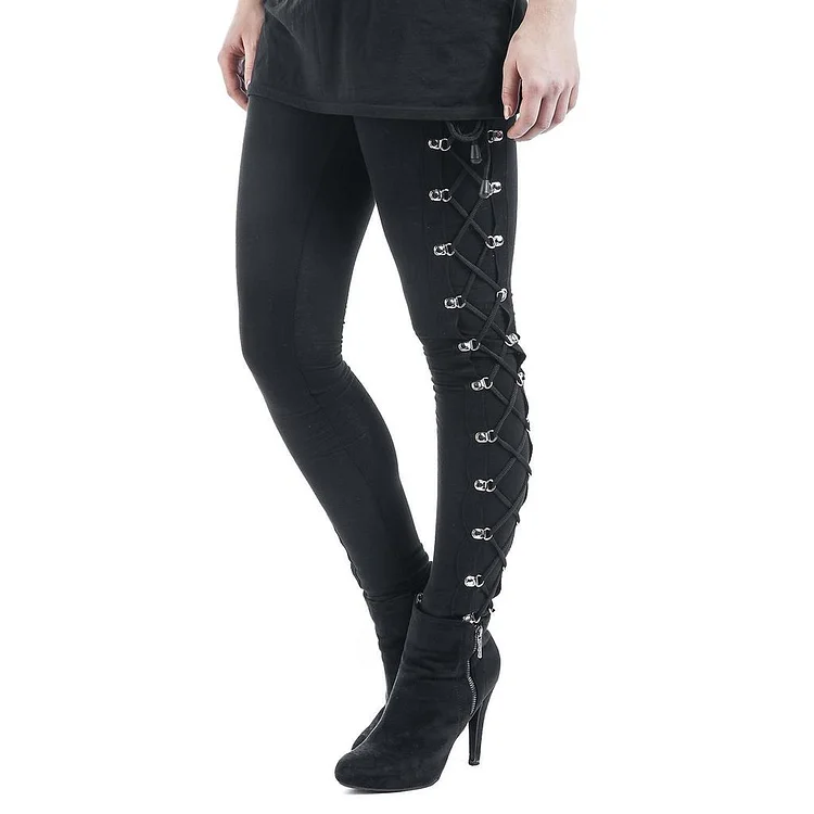 Slim Side Cross Lace Up Leggings