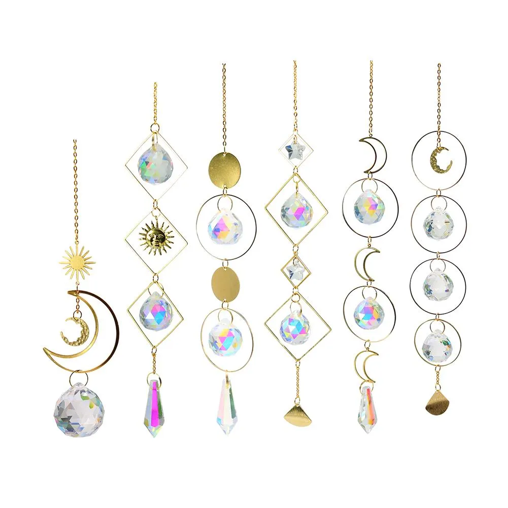 Moon Sun Ball Crystal  Hanging Metal Pendant Garden Decor (19)