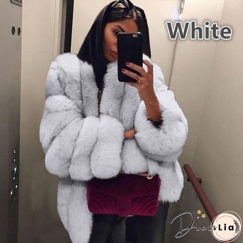 Women Winter Top Fashion Faux Fur Coat Elegant Thick Warm Outerwear Fake Fur Ladies Jacket Coat