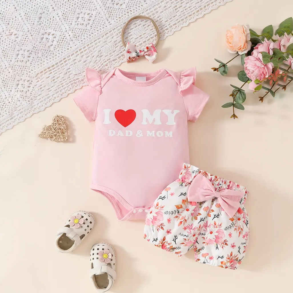 Summer Arrival Baby Unisex Pineapple and Letters Pattern Short Sleeves bodysuit