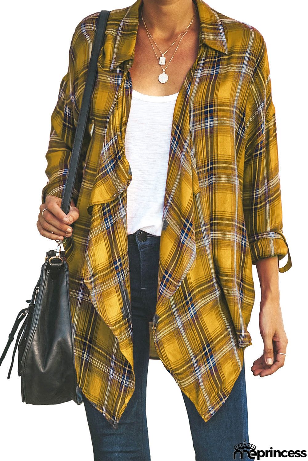 Plaid Drape Cardigan