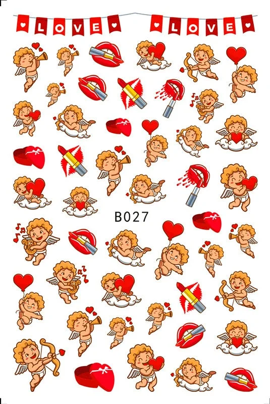 1pcs 3D Nail Sticker Black Heart Love Self-Adhesive Slider Letters Nail Art Decorations Stars Decals Manicure Accessories-Nail Inspo