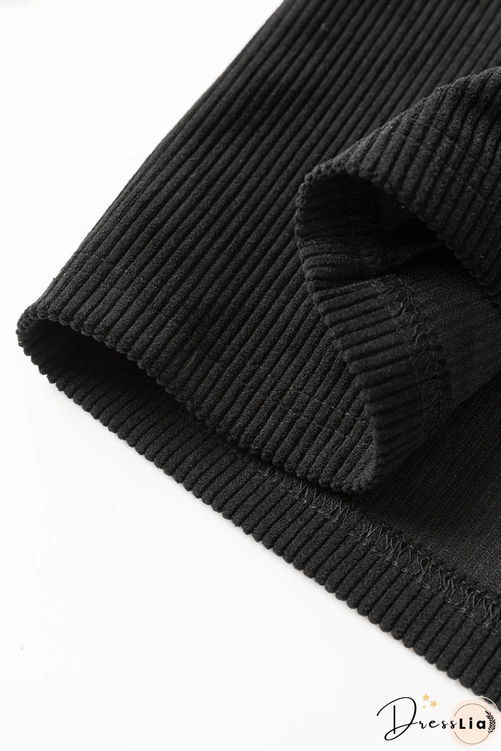 Black Solid Front Pockets Sleeveless Corduroy Overall Dress