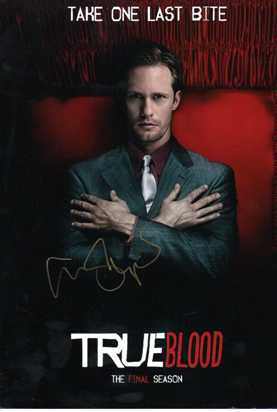 Alexander Skarsgard TRUE BLOOD C/W SIGNING DETAIL SIGNED Photo Poster painting 12 X 8 AUTOGRAPH