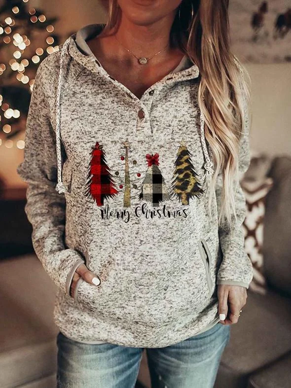 Women Sweater Christmas Hoodie Print Sweatshirt
