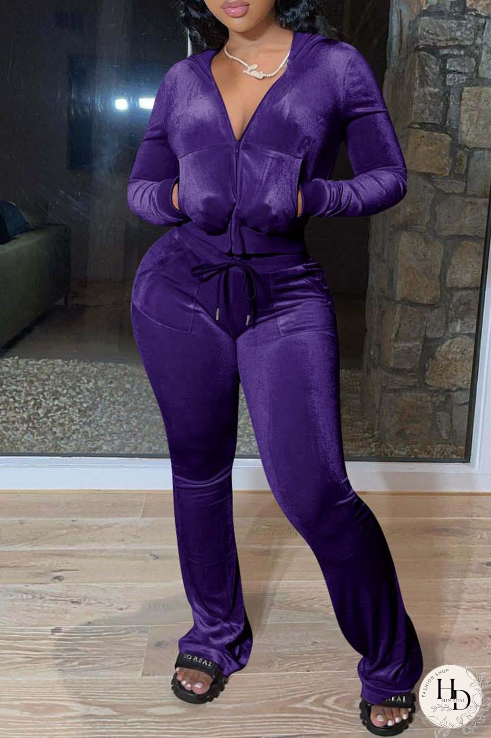 Royal Blue Fashion Casual Solid Patchwork Zipper Hooded Collar Long Sleeve Two Pieces