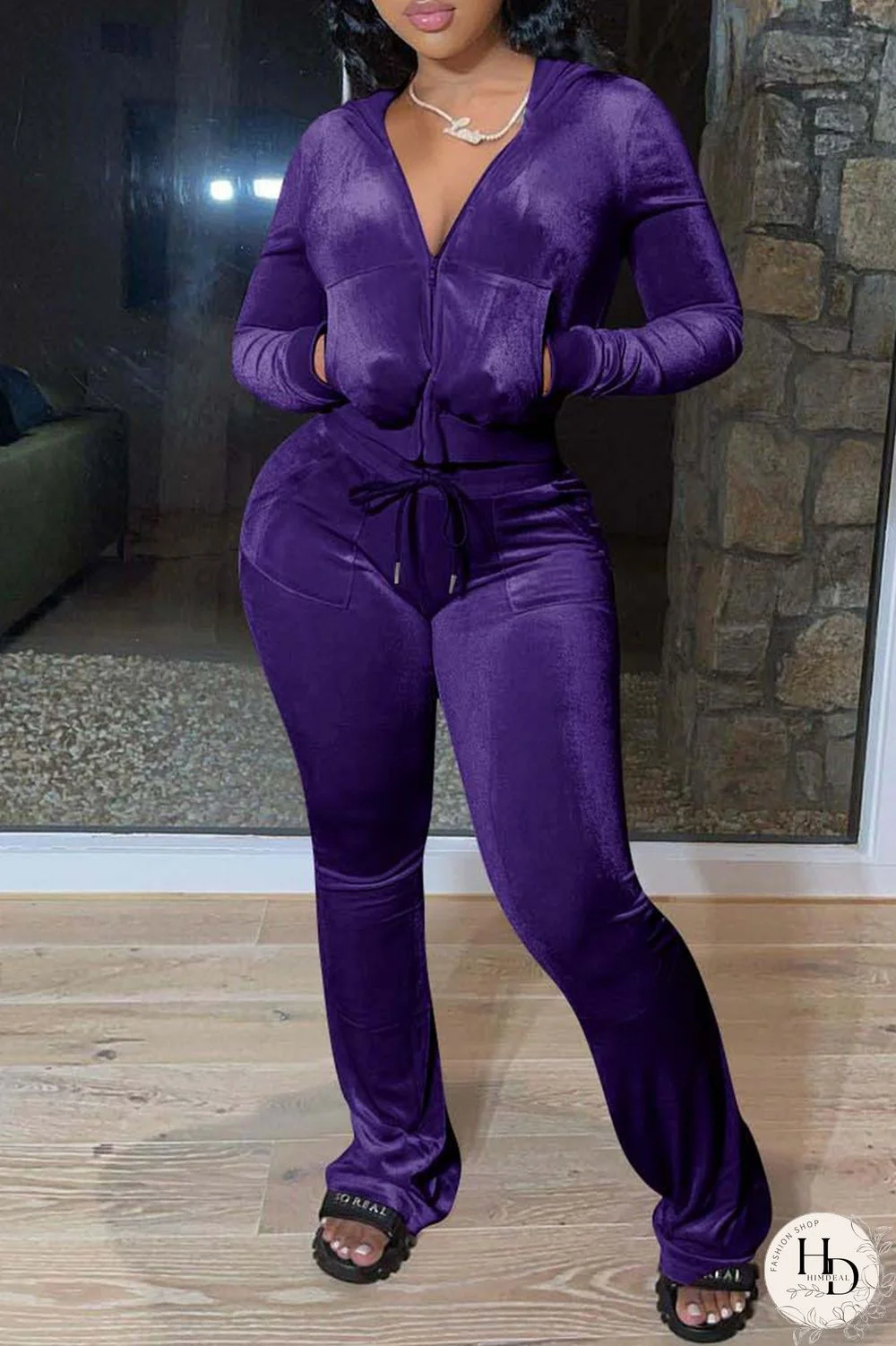 Royal Blue Fashion Casual Solid Patchwork Zipper Hooded Collar Long Sleeve Two Pieces