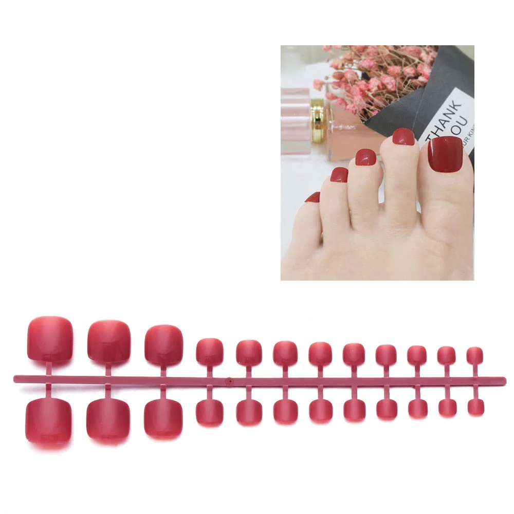 24Pc Soft Pure color oval Frosted Artificial Fake Nail Art Tip Fashion design full cover toe false nails Extension French style-Nail Inspo