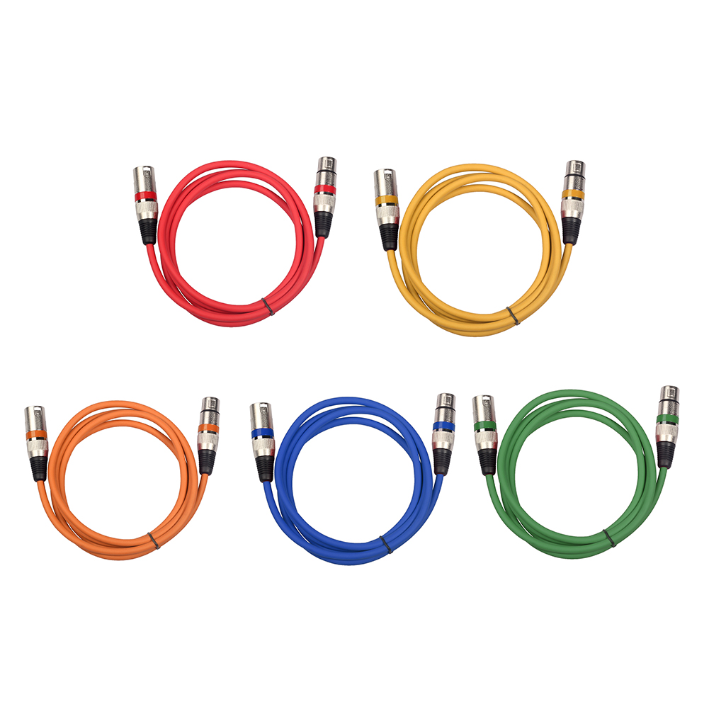 

5pcs XLR Microphone Cable 3 Pin Male to 3 Pin Female Colored Audio Cord, 1.8m, 501 Original