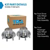 TRQ Front Wheel Hub Bearings Assembly Set Compatible with 2008-2015 Land Rover LR2