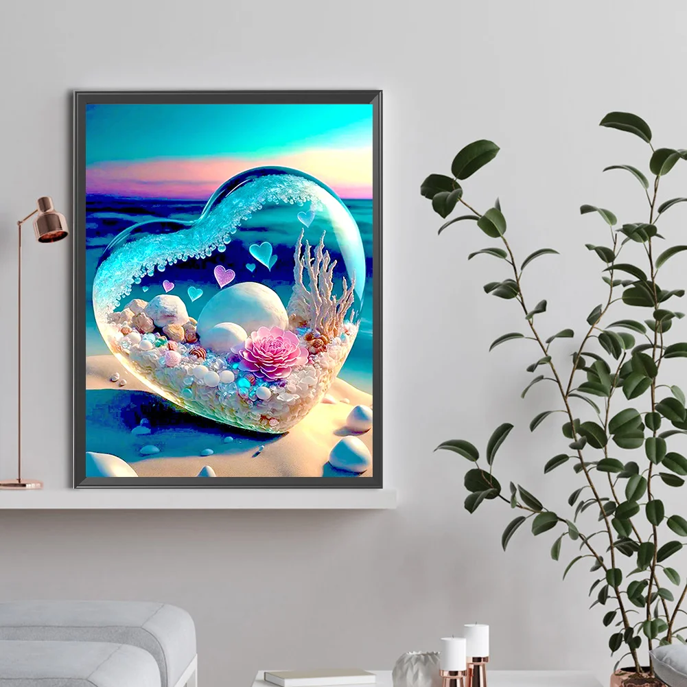 Diamond Painting - Full Round Drill - Beach Love Crystal Flower(Canvas|30*40cm)