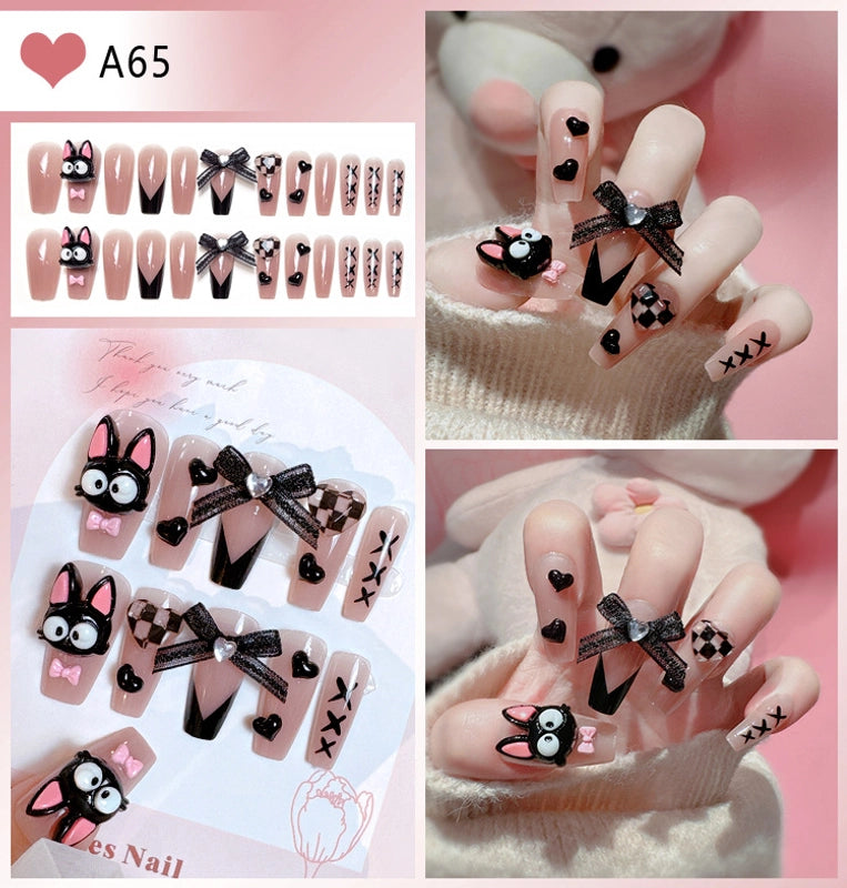 Cute Sweet Color Block Flower ABS Press-on Nails 1 Set