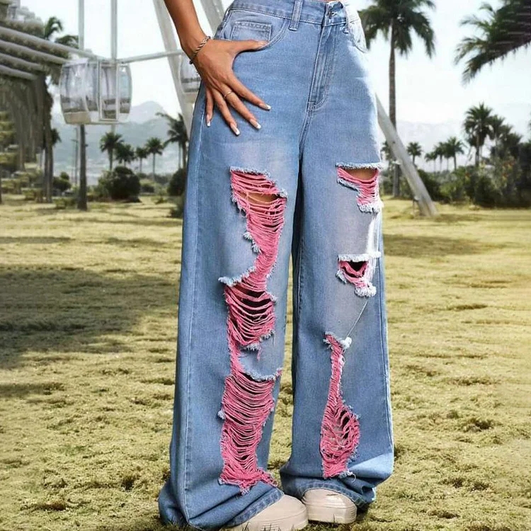 Demin Cut Out Jeans 240430-11