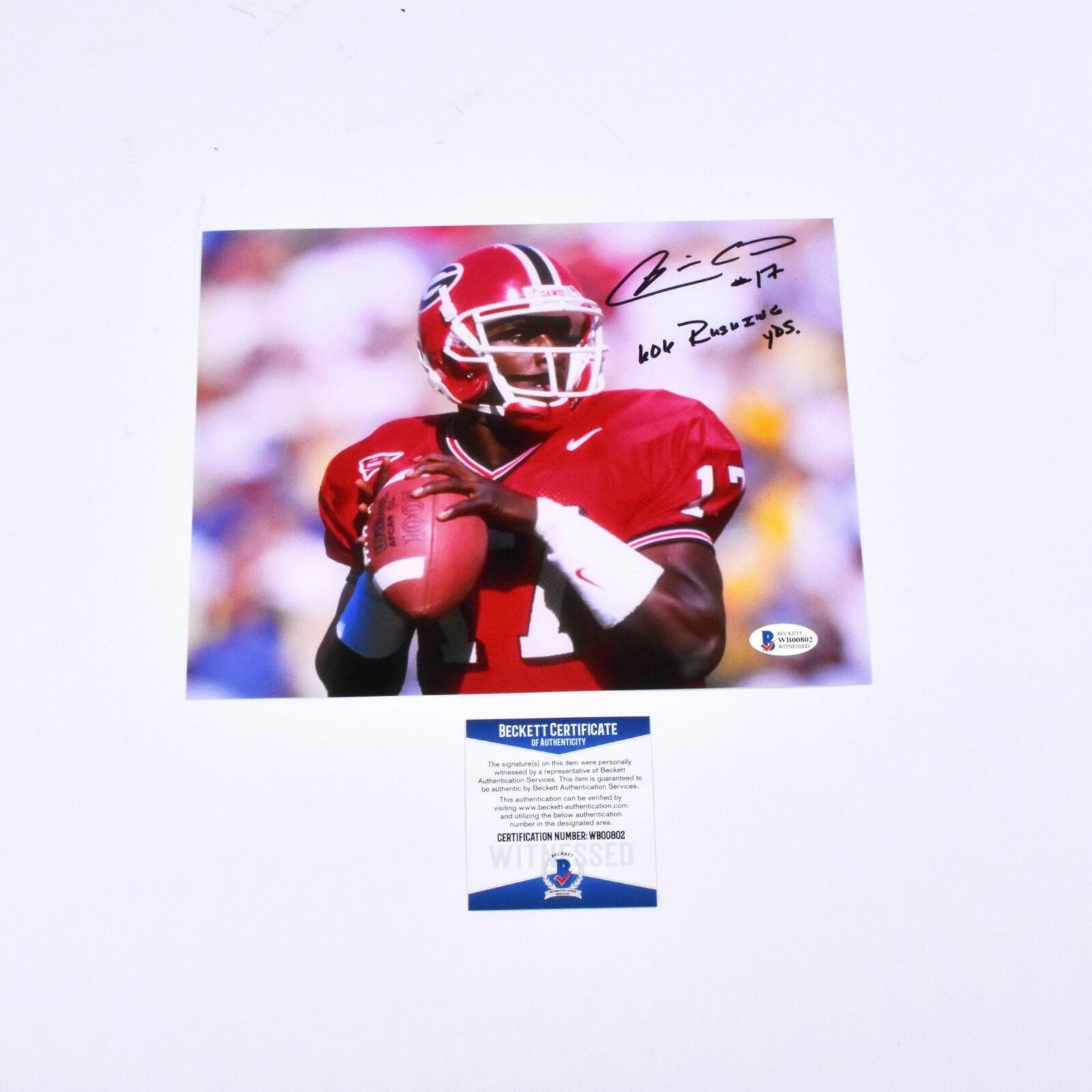 Quincy Carter Signed 8x10 Georgia Bulldogs 606 Rushing YDS