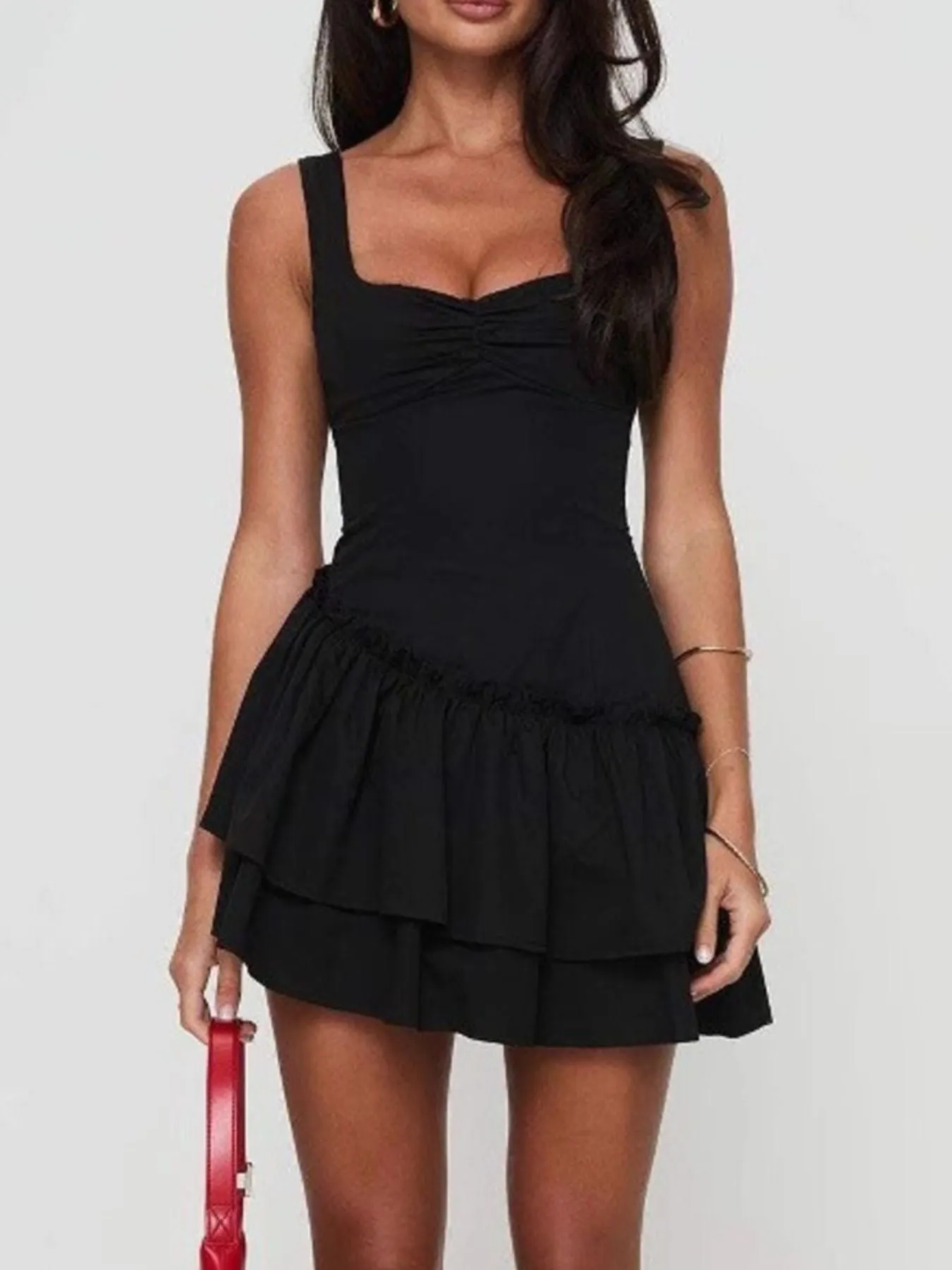 Ruffled Layered Mini Dress mysite idetrend