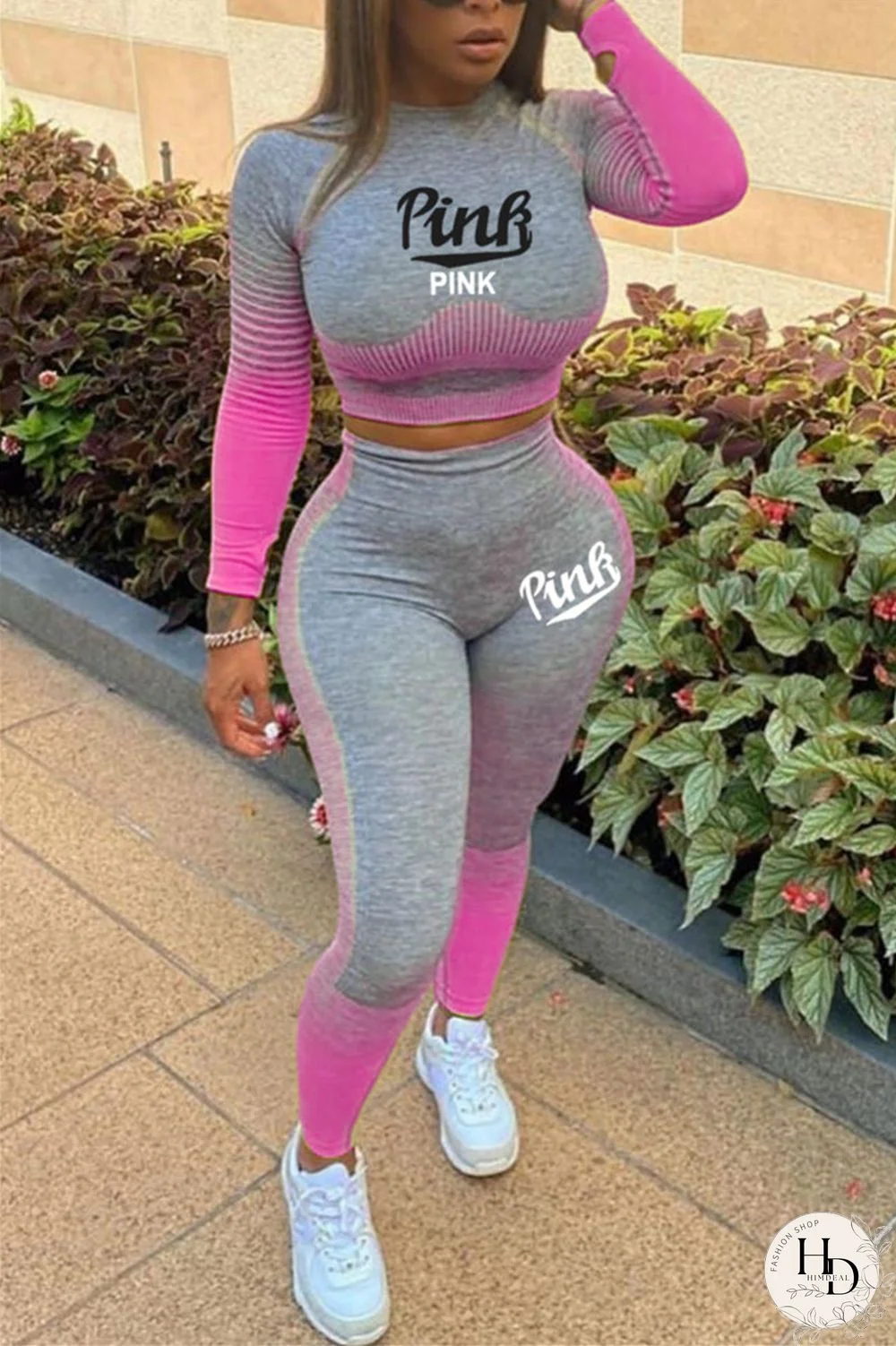 Yellow Fashion Casual Long Sleeve O Neck Regular Sleeve Short Letter Print Two Pieces