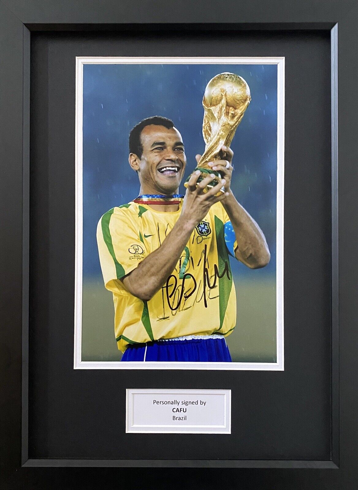 Cafu Genuine Hand Signed Brazil Photo Poster painting In A3 Frame Display