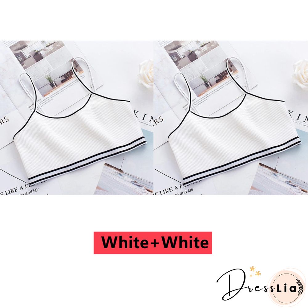 2Pclot Girls Bra Children Vest Breathable Underwear Girl Tube Tops Soft No Padded Teens Seamless Washable Bras Camisole