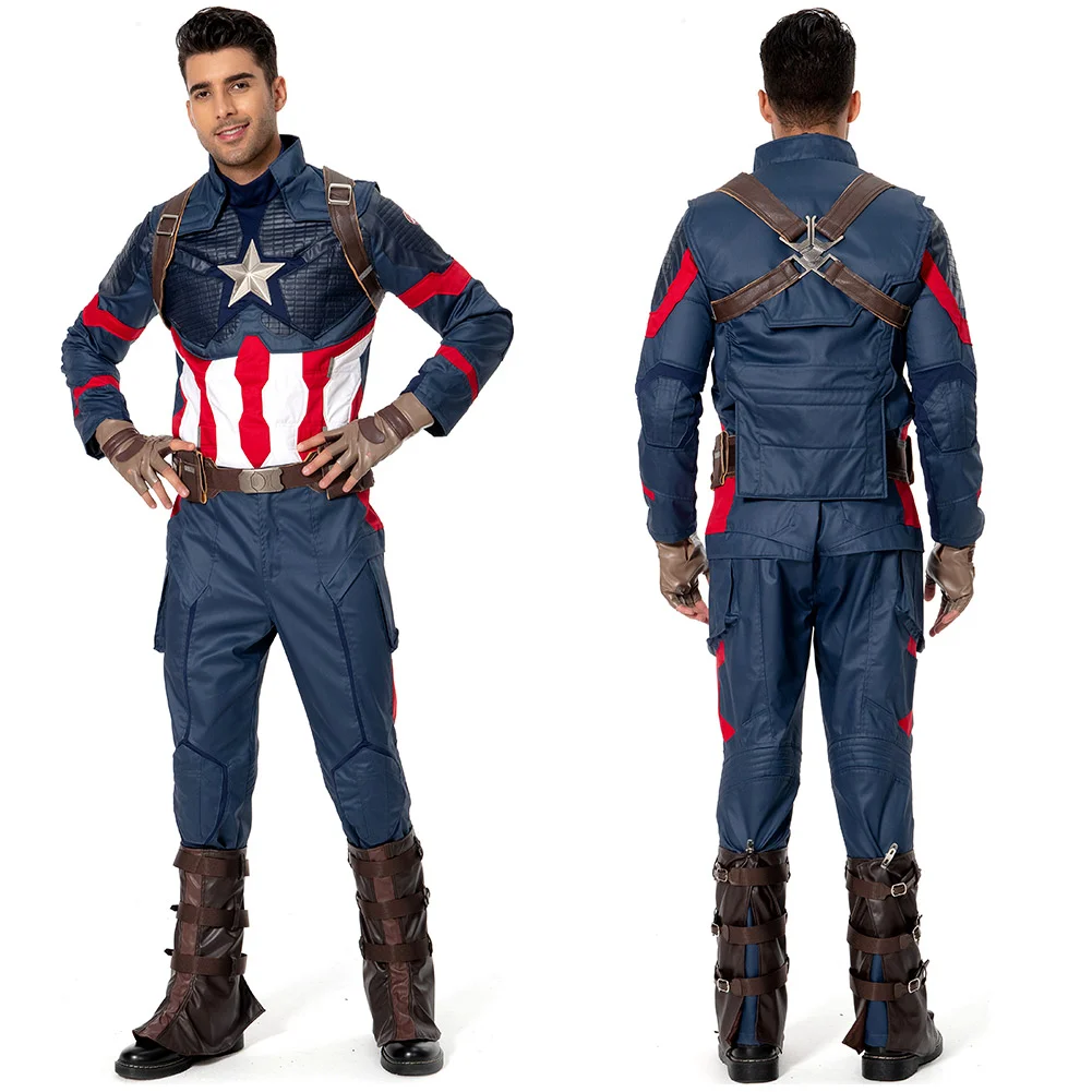 Avengers 4: Endgame Steve Rogers Captain America Cosplay Costume Halloween Carnival Suit