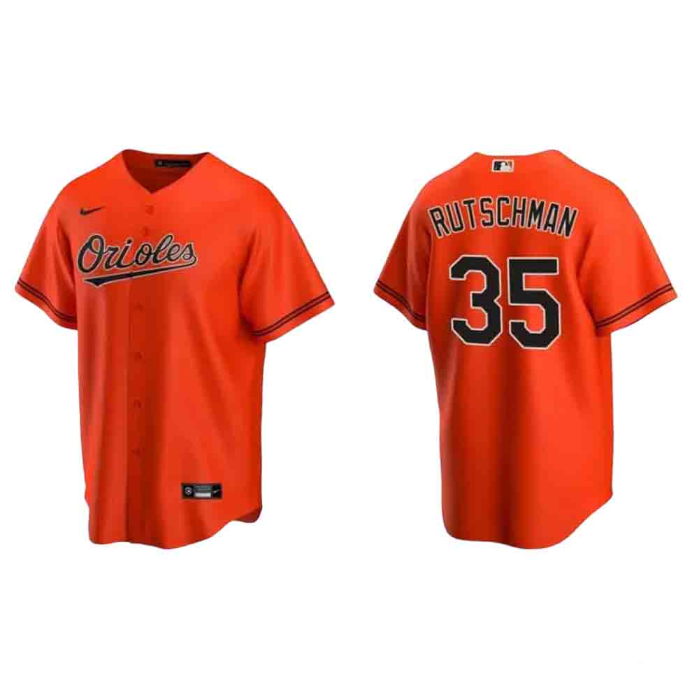 Men's Baltimore Orioles Adley Rutschman Cool Base Replica Alternate Jersey - Orange mysite