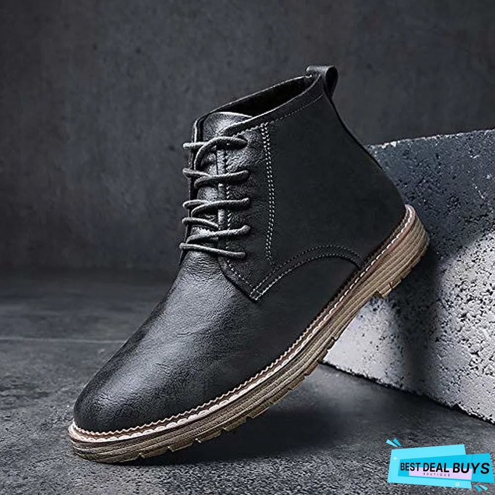 men's autumn outdoor leather lace-up high-top ankle martin boots oxford shoes