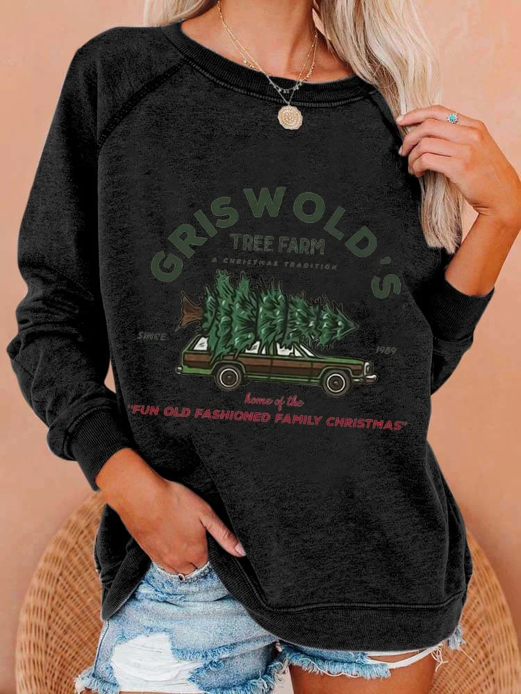 Women's Vintage Griswold Christmas Print Casual Sweatshirt-mysite
