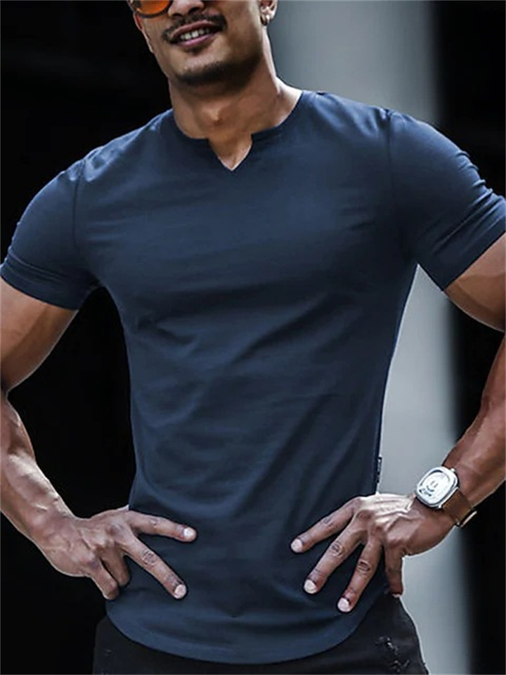 Men's T shirt Tee Plain V Neck Street Casual Short Sleeve Clothing Apparel Fashion Classic Comfortable Big and Tall