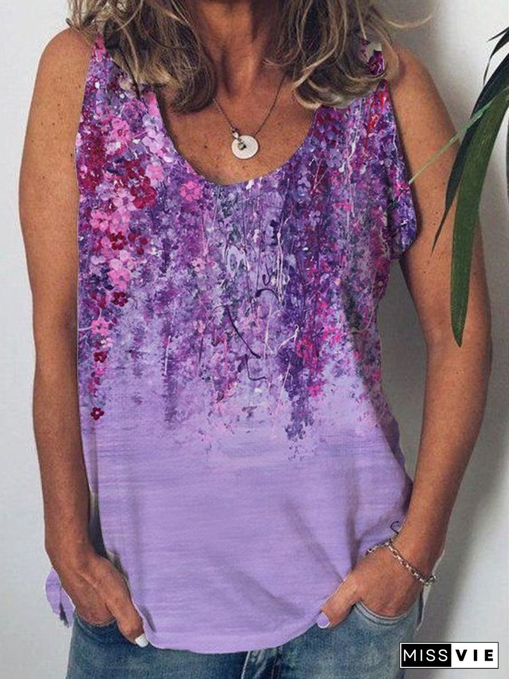 Sleeveless Floral Shift T-shirt