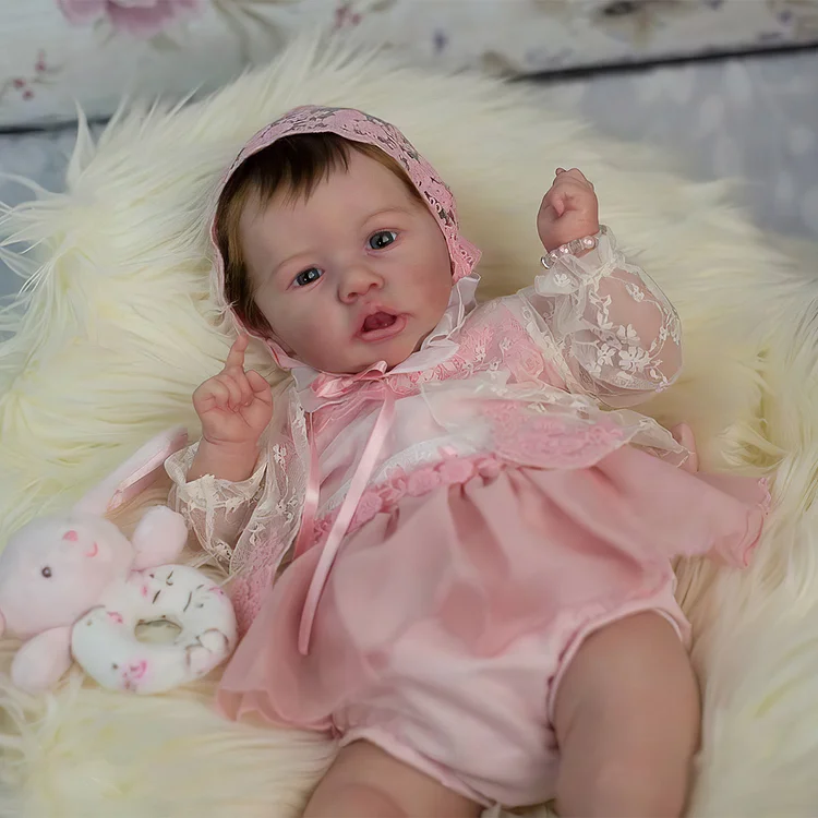  [Heartbeat & Sound] 20" Eyes Opened Lifelike Handmade Reborn Baby Girl Doll with Brown Hair Named Wanya - Reborndollsshop®-Reborndollsshop®