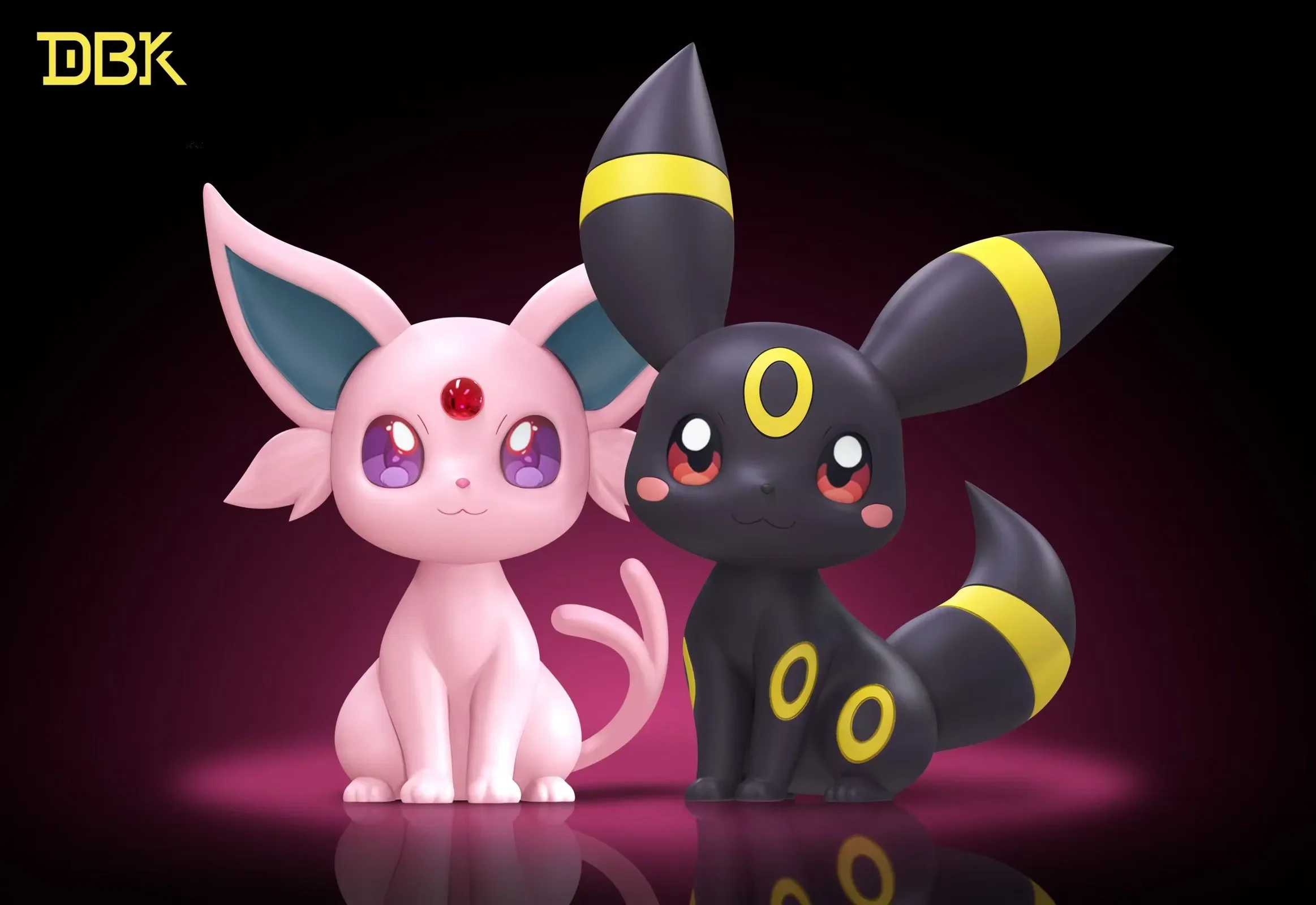 Chibi Ver. Espeon \u0026 Umbreon - Pokemon Resin Statue - DBK Studios, image size:2326x1600