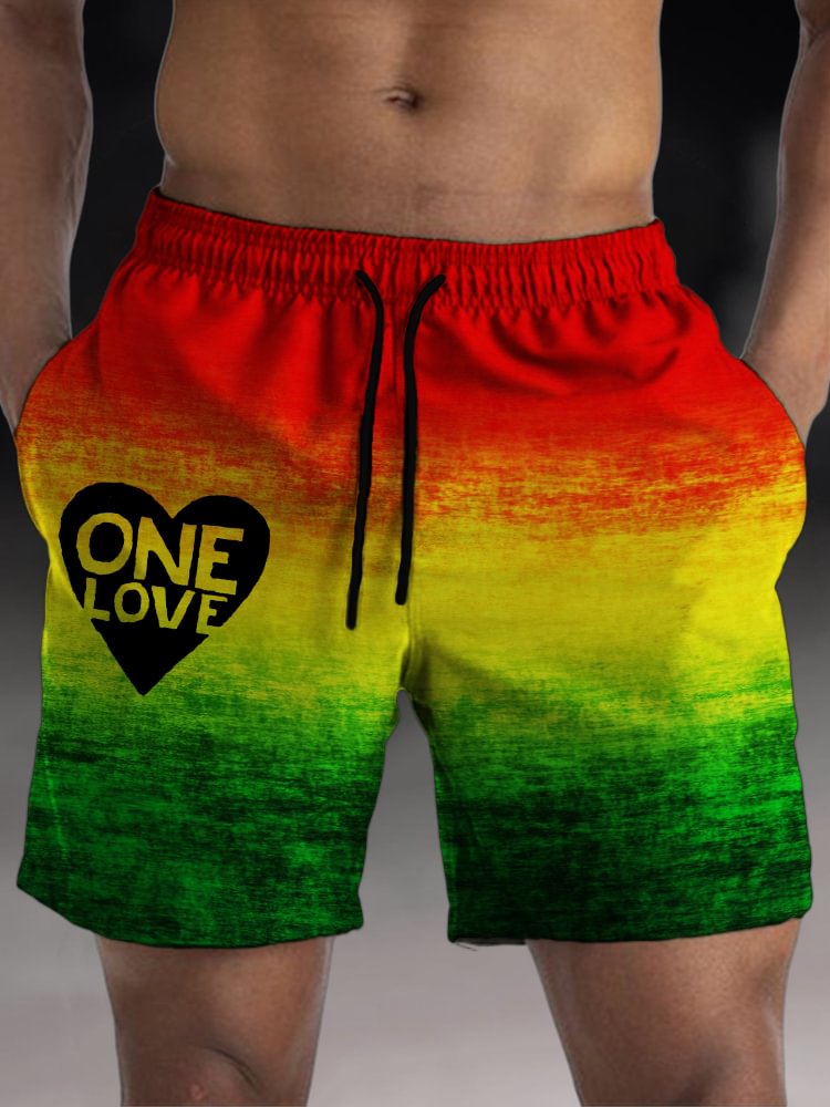 Men's Black Pride One Love Gradient Beach Shorts