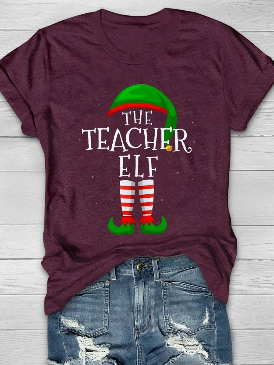 The Teacher Elf Print Short Sleeve T-shirt
