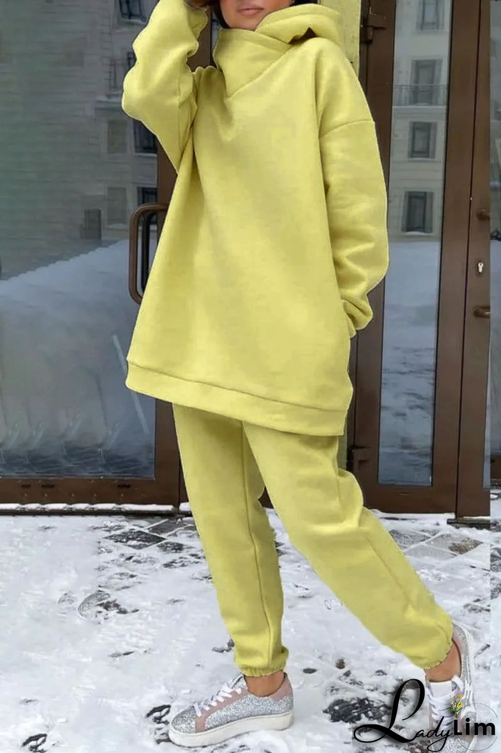 Dark Gray Casual Solid Split Joint Hooded Collar Long Sleeve Two Pieces