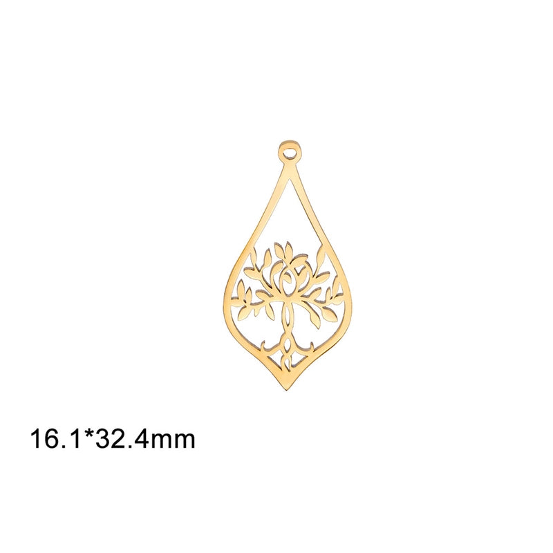 1 Piece 304 Stainless Steel Celtic Knot Maple Leaf Tree Pendant