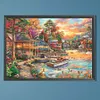 Rue au bord de la rivi&egrave;re-perceuse ronde peinture diamant-50*35cm