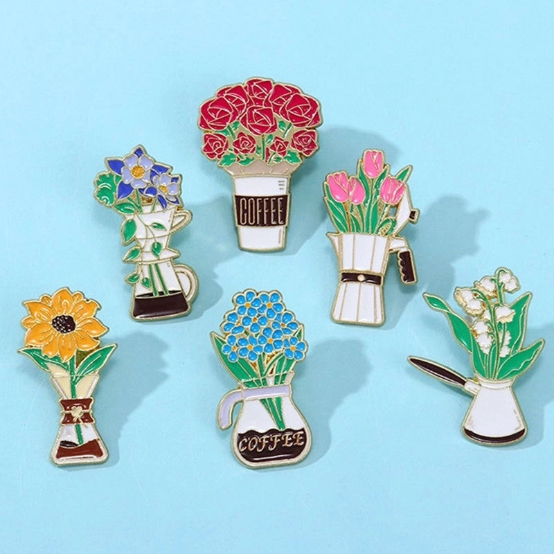 Elegant Cartoon Style Sweet Pin Sunflower Rose Flower Alloy Stamping Stoving Varnish Plating Unisex Badge Brooches Collar Pin