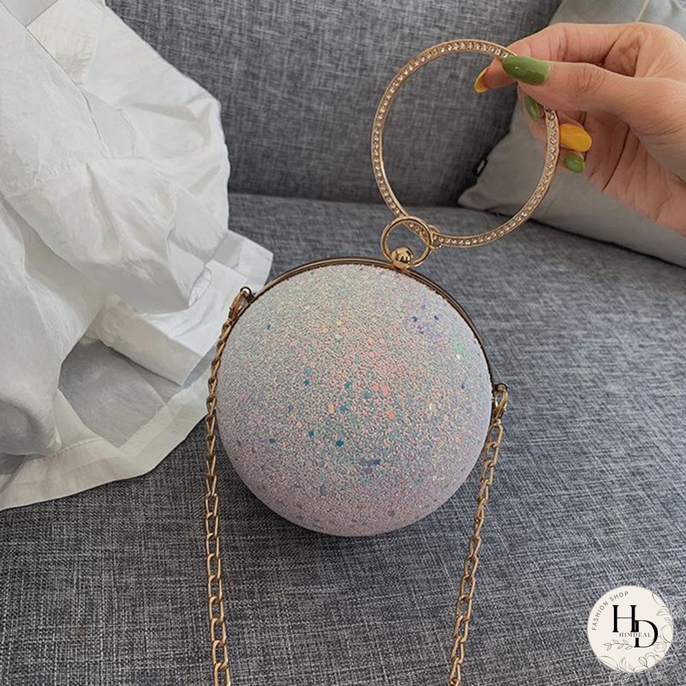 Pink Fashion Patchwork Round Crossbody Bag